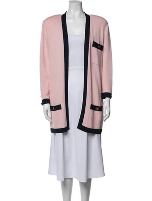 St. John Collection Marie Gray Pink Open Front Jacket Blazer Knit Size P Small M