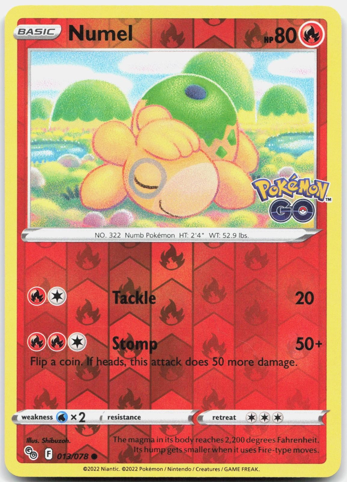 Numel 013/078 Common Pokemon GO Pokemon Reverse Holo Near Mint