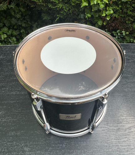 90's PEARL SESSION ELITE 14"x12'' UNDRILLED TOM DRUM MAPLE/ MAHOG BLACK LACQUER