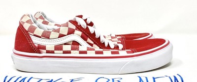 Men's VANS Old Skool Red White Checkerboard Skate Shoes sz 6.5