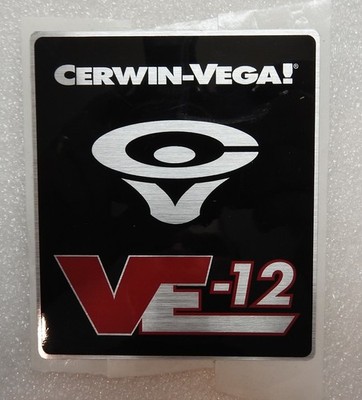 CERWIN VEGA VE12 SPEAKER CABINET RED AND BLACK STICKER BADGE EMBLEM VE-12 OEM
