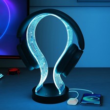 Light Up Headphone Stand 16 Color RGB Gaming Desk Holder USB TypeC Port