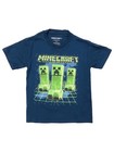 Minecraft Boys Blue Short Sleeve Creeper T-Shirt Tee Shirt XS (4-5)