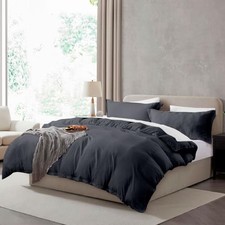 Duvet Cover Set - Soft Prewashed Dark Grey King 08 - Dark Grey No Comforter