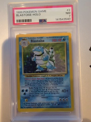 1999 POKEMON BASE SET UNLIMITED #2 BLASTOISE -HOLO PSA 7