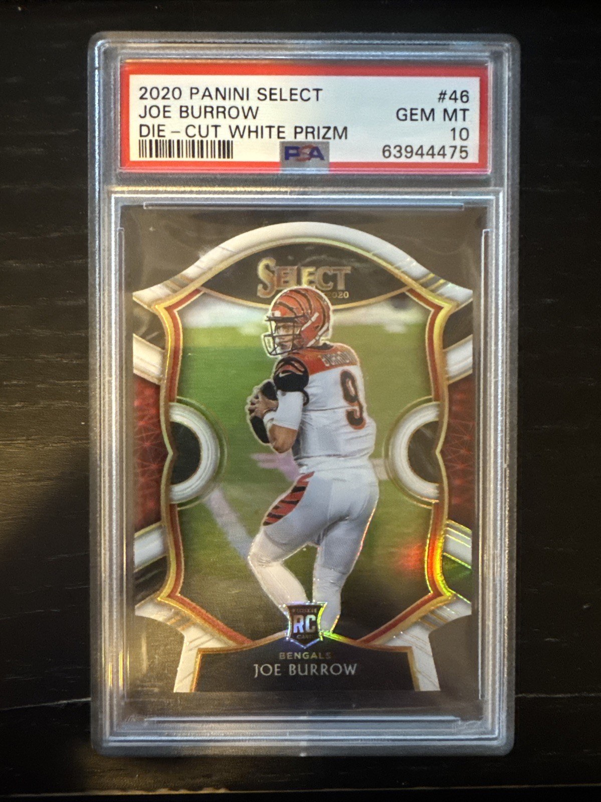 2020 Joe Burrow #46 Select Die-Cut White Prizm PSA 10 Rookie Optic Rated Mosaic