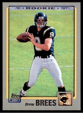 Drew Brees 2001 Topps Rookie Card #328 ‘10 RP RC Saints Chargers. rookie card picture