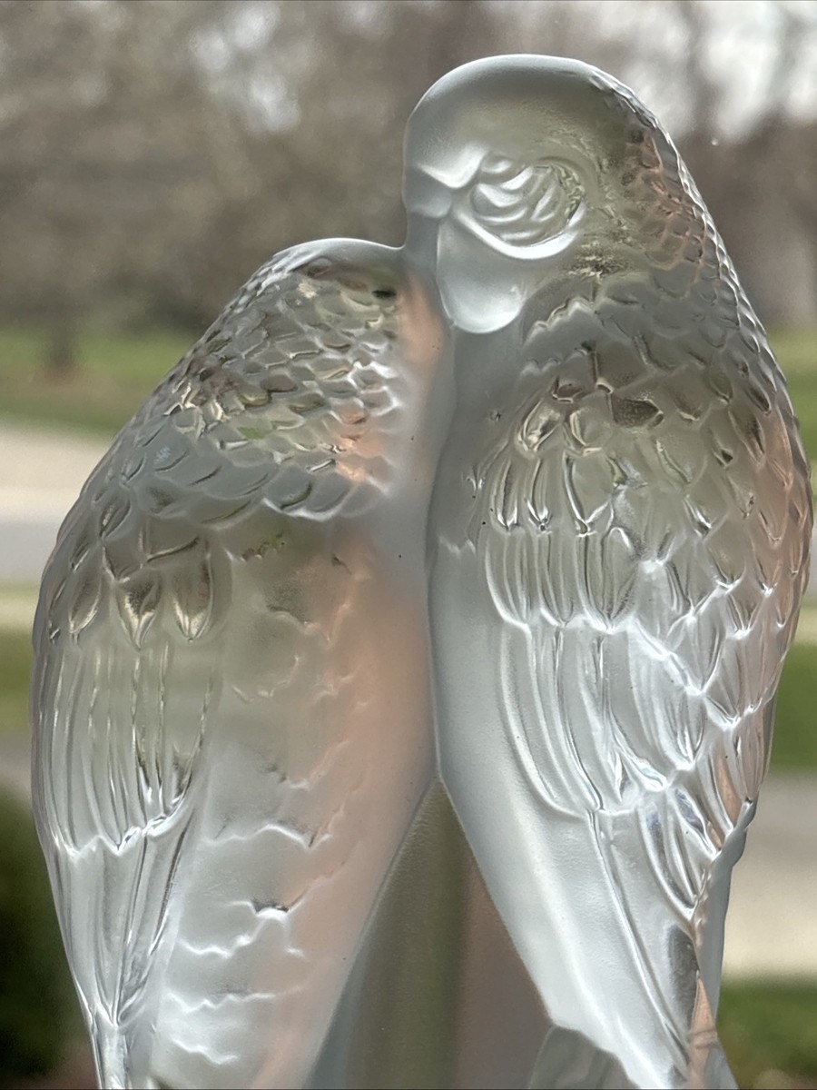 Lalique Crystal Eternal Love Two Parakeets Birds Sculpture Deux