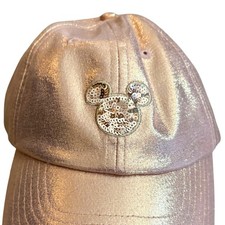 Disney Parks Mickey Rose Gold Hat Sequin Sparkle Baseball Women's Cap Bling Cute