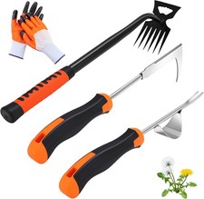 Manual Hand Weeder Puller - Rubber Handle Garden Tool for Weed Removal, Greener