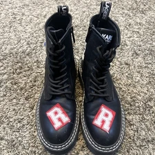 Karl Lagerfeld Zip Up Boots Womens Size 7.5M Paris France Combat Double Stitched