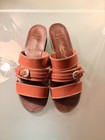 Women’s Open Toe Slip On Sandals, Leather Craft By Premiere, Brown Buckle, Sz 6 — photo 2