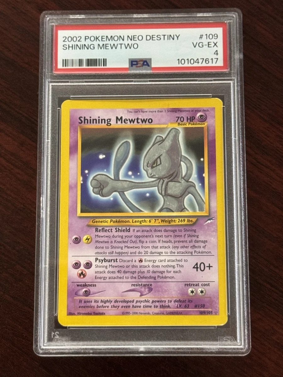 Pokémon 2002 TCG Shining Mewtwo Neo Destiny Holo Card 109 PSA 4 VG