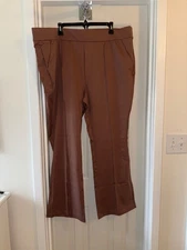 ISAAC MIZRAHI LIVE Petite 24/7  ELEMENTS Stretch Knit Pant CHESTNUT sz 24W P
