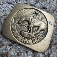 Vintage  End of the Trail  Belt Buckle Western Cowboy Horse Brass-Tone