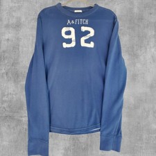 Y2K Abercrombie And Fitch Muscle Thermal Shirt Embroidered Blue Mens L Vintage