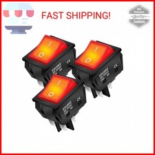 DaierTek 30A 250V KCD2 KCD4 Rocker Switch DPST 4 Pin Red Lighted 120V Rocker Tog