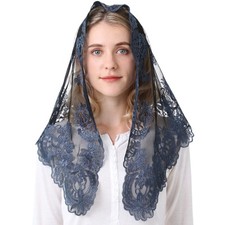 Blue Chaple Veil Traditional Mass Church Mantilla Catholic Mass Christian Pra...
