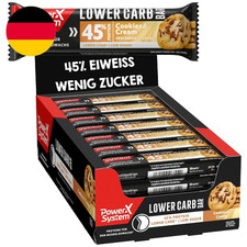 Power System Lower Carb Bar Cookies & Cream 45% Eiwei&szlig; Protein-Riegel Low Sugar,