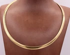6mm Italian Reversible Omega Chain Necklace 14K Yellow Gold Over Silver 925