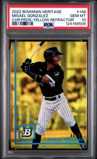 2022 Bowman Heritage Chrome Prospects Misael Gonzalez Yellow Refractor PSA 10