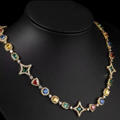 colorful gemstone necklace cz