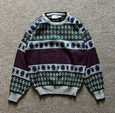 Vintage Crewneck Sweater Mens M Multi-color Geometric Diamond Argyle Grandpacore