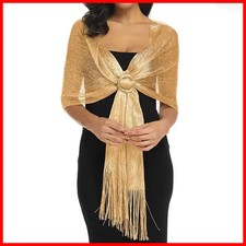 Gold Thread Tassel Scarf Shawl Women Luxury Glitter Silver Party Wrap 160x50cm