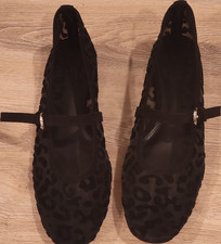 J.CREW Mary Jane Animal Print Buckle Flats Black Synthetic Women's Size 6
