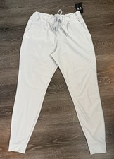Under Armour Women  s Light Gray Jogger Pants Size M Polyester Drawstring Pockets