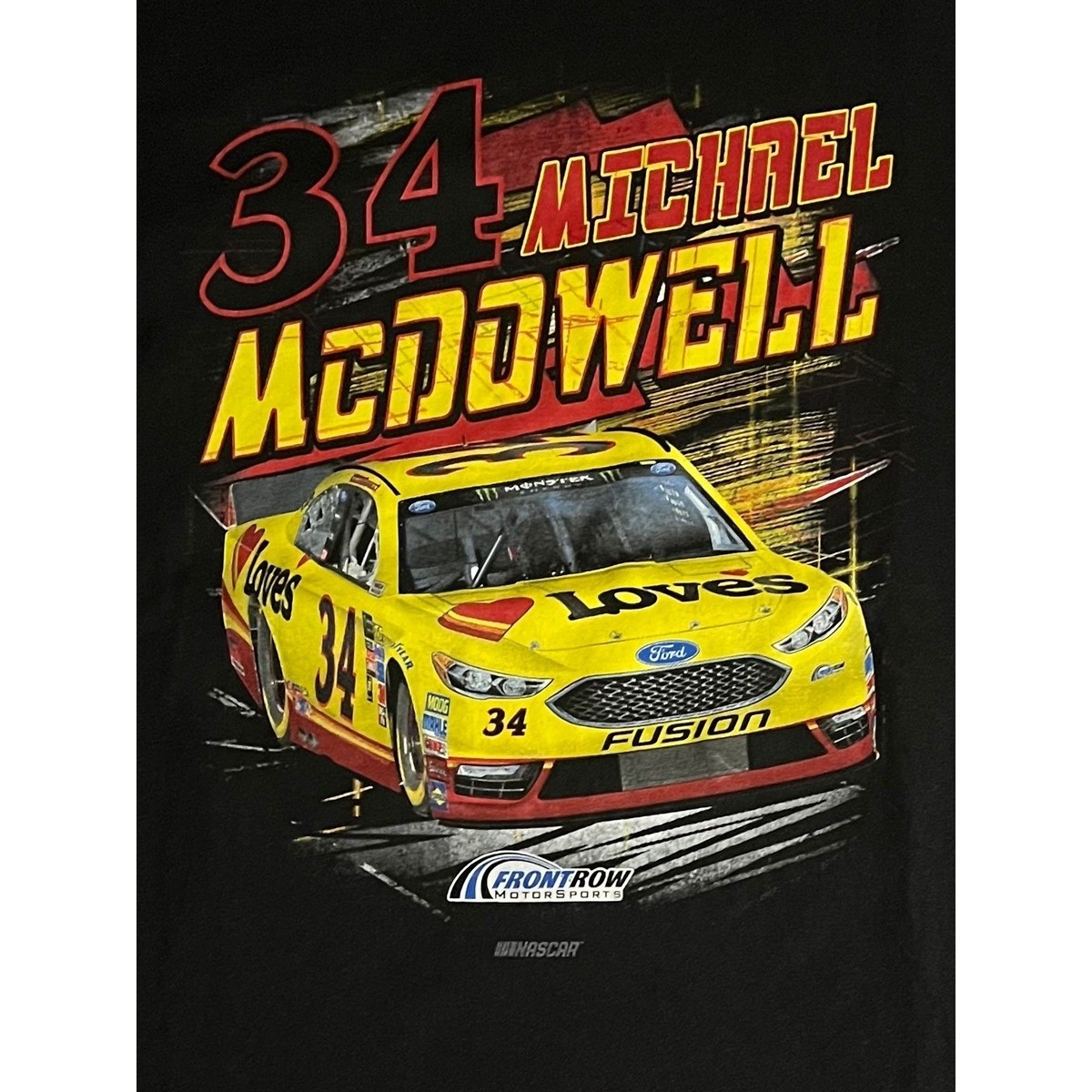 NASCAR Michael McDowell 34 Loves Ford Fusion Front Row Motorsports T-Shirt XL View 3