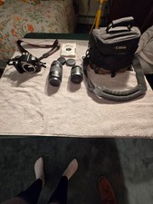 Canon EOS Rebel T3 1100D Camera with 18-55mm  75-300mm lens  carrying case