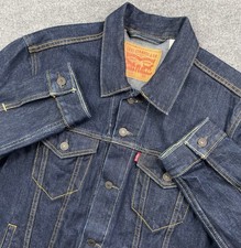 Chaqueta de camionero de mezclilla para hombre Levis crudo azul oscuro estilo abotonado 72334 talla grande
