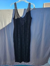 Vintage Victoria's Secret Gold Label Long Maxi Black Sheer Lace Nightgown Medium
