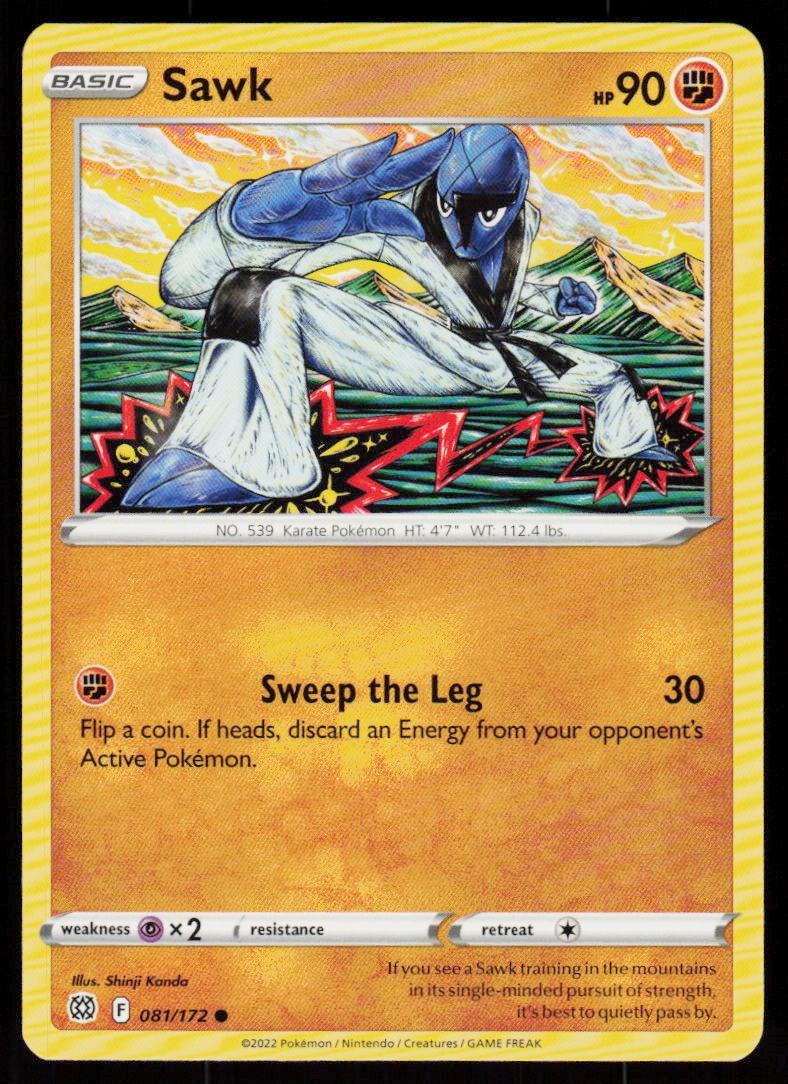 Sawk 081/172 Common Brilliant Stars Pokemon Near Mint