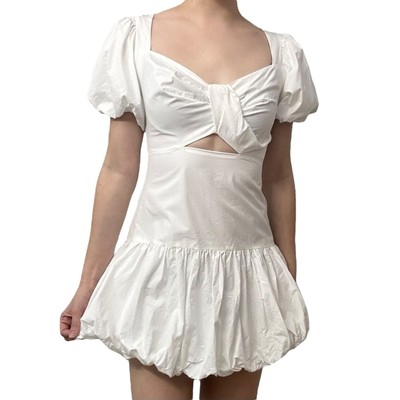 knee length dresses for ladies Monti Strapless Bubble Hem Mini Dress White main image 0