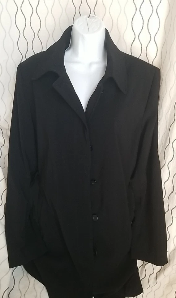 London Fog Trench Coat Womens Black Belted Button Front Jacket Size XL - Image 2 of 4