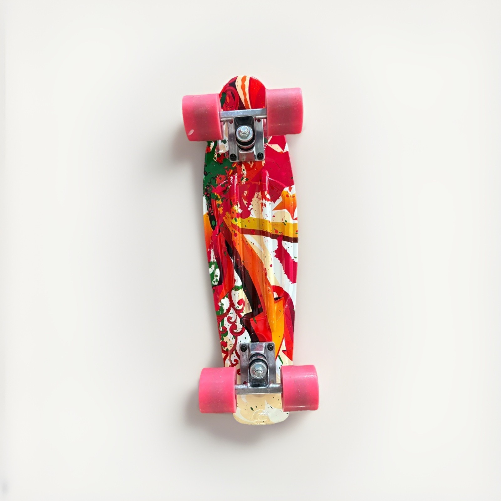 Beginners Mini Cruiser Skateboard Plastic Pink Bright
