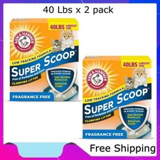 ARM  HAMMER Super Scoop Fragrance Free Clumping Clay Cat Litter, 40 lb x 2 pack