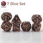 7 Pcs Metal Hollow Skull Head Dice Set, Red Copper Dice，RPG & DND Gamesdice