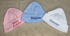 Personalised Newborn Cotton Baby Hat | Unisex Boy Girl | Custom Name Year Gift