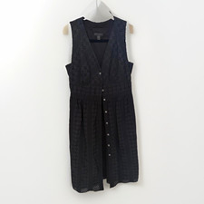 Banana Republic Black Eyelet V-Neck Sleeveless Button Front Shirt Dress