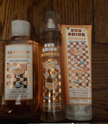 BATH AND BODY WORKS ''SUN SHINE MIMOSA : BODY CREAM ,  BODY WASH ,  FRAG MIST
