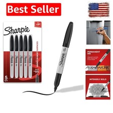 Permanent Markers, Fine Tip, Black, 5 Count -...