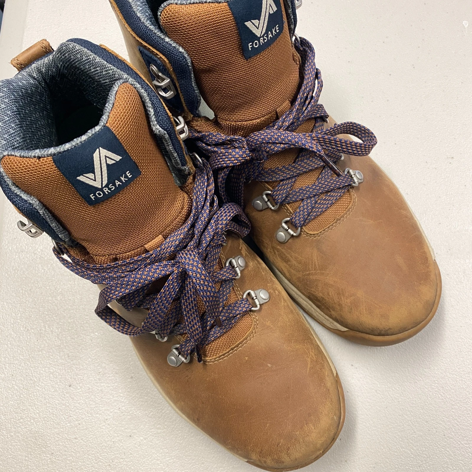 Foresake Halden Mens Waterproof Hiking Sneakerboot Size 11 Tan/Navy - Preowned