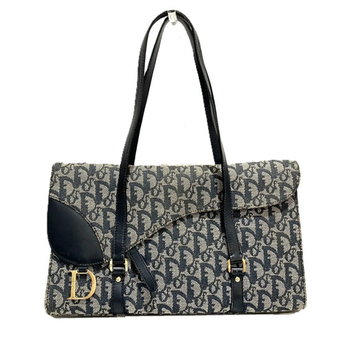 Christian Dior Saddle Bag Tote Trotter Canvas x Leather GZl1lp3g