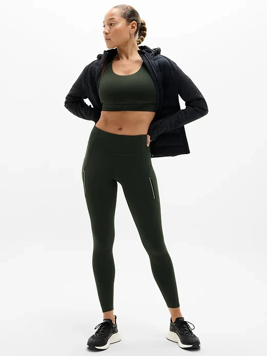 Athleta Women's Tight Rainier High Rise Olive Green Leggings Size S