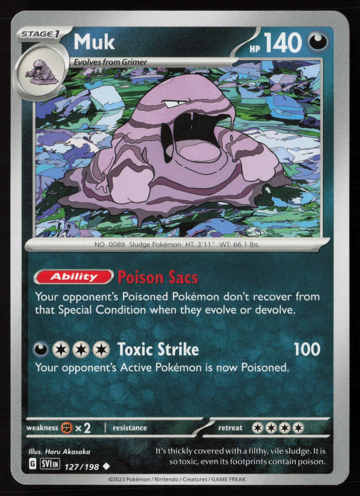Pokemon Muk 127/198 SV01: Scarlet & Violet Base Set Non-Holo Pack Fresh - NM