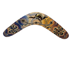 ABORIGINAL STYLE HAND PAINTED 14" DECORATIVE BOOMERANG