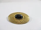 Miriam Haskell Signed Black Onyx l Gold    Tone Brooch approx  4" Oval Shape